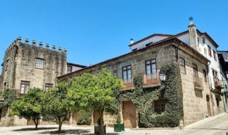 Explore medieval architecture in Guimarães, Portugal on a sunny day.