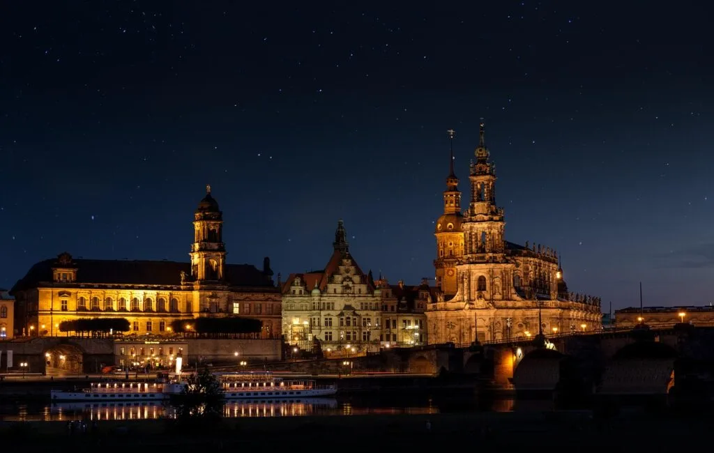 court church, palace, night, lights, illuminated, evening, starry sky, buildings, church, ship, river, elbe, historical, historic, historic center, dresden, germany, palace, palace, palace, ship, ship, dresden, dresden, dresden, dresden, dresden